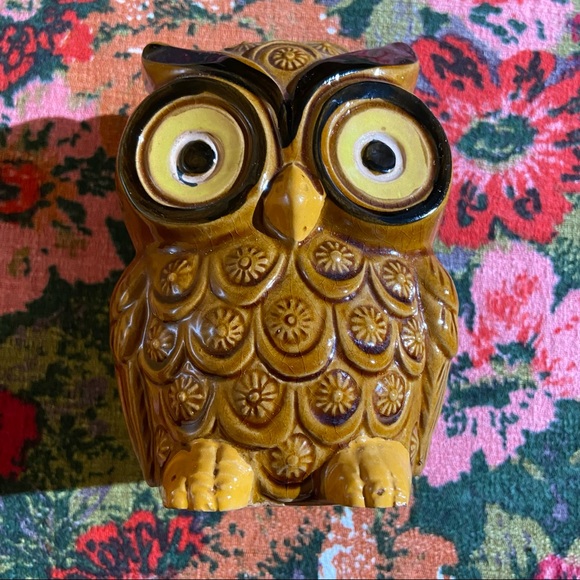 Vintage Other - MCM Vtg Napkin Holder | Big Eyed Owl | Glazed Ceramic